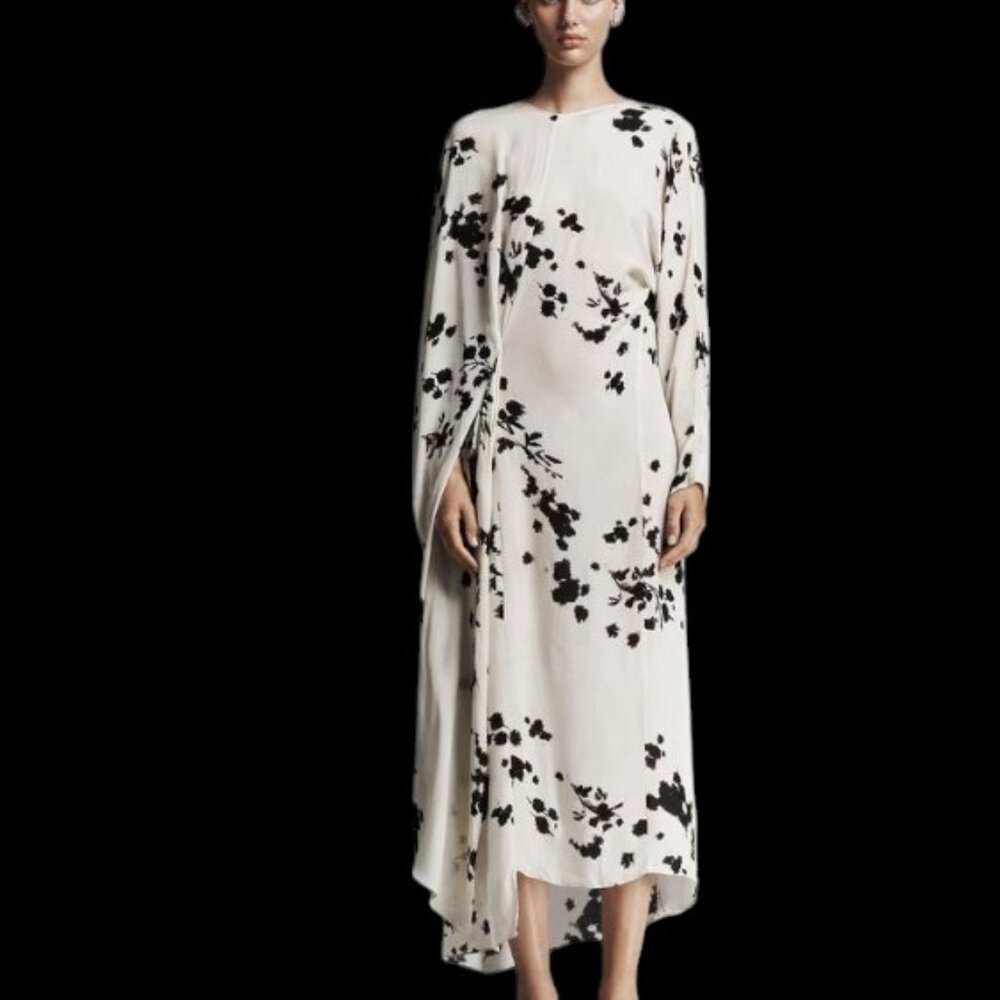Zara Monochrome Floral Midi Dress